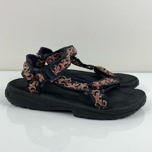 Teva Men’s Hurricane Black Red Beige Lizard Sport Hiking Sandals Size 8.0